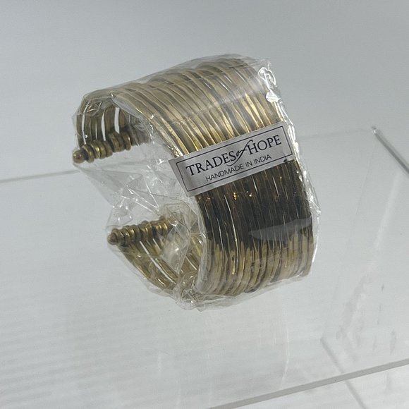 Trades of Hope Bracelet Gold Tone Multi Strand Open Cuff Made in India New - Picture 2 of 6